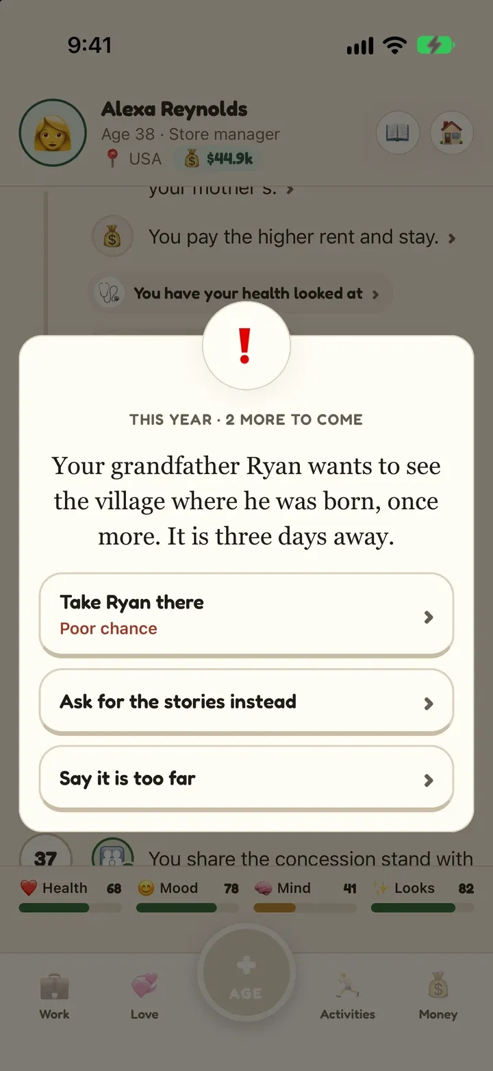 A year's choice, with three ways to answer