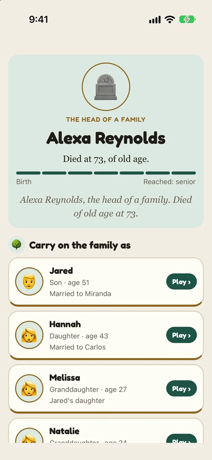 The end of a life, and the heirs who can carry the family on